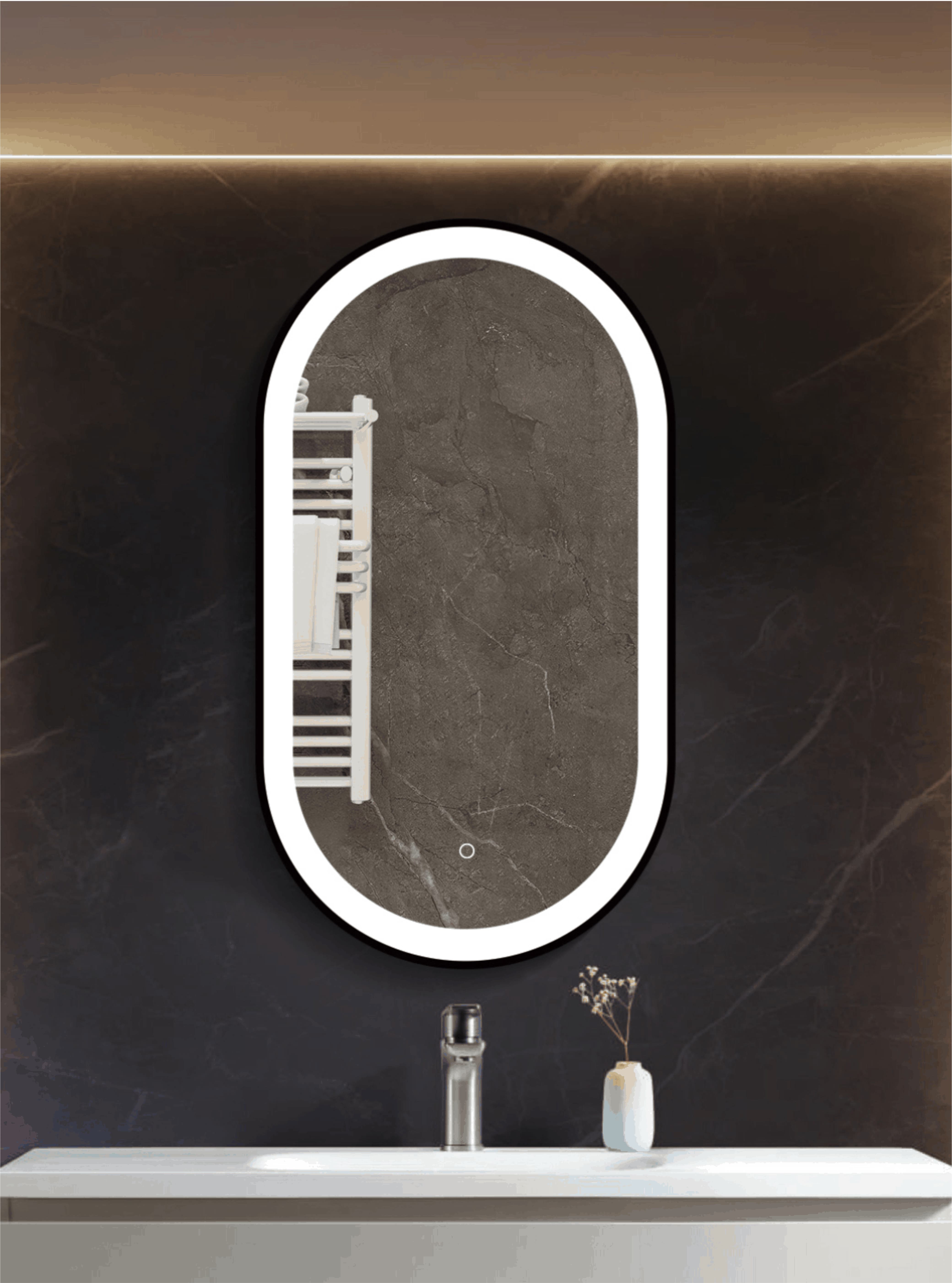 Mirrors with frame and LED lighting